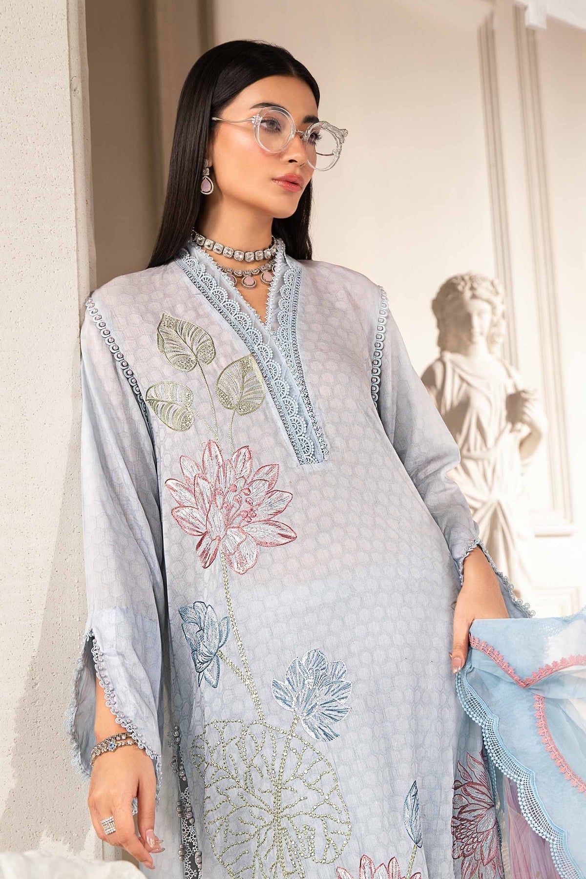 3 Piece Unstitched Printed Suit | MPT-2201-B Maria B