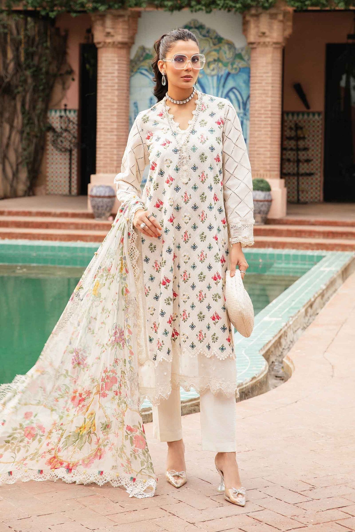 3 Piece Unstitched Printed Suit | MPT-2203-A Maria B