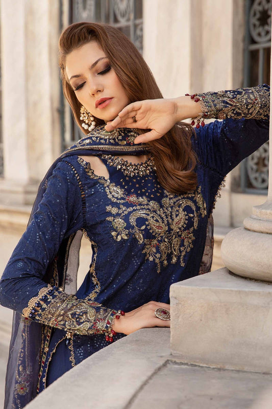 Unstitched Embroidered Cotton Satin Suit | CST-804 Maria B