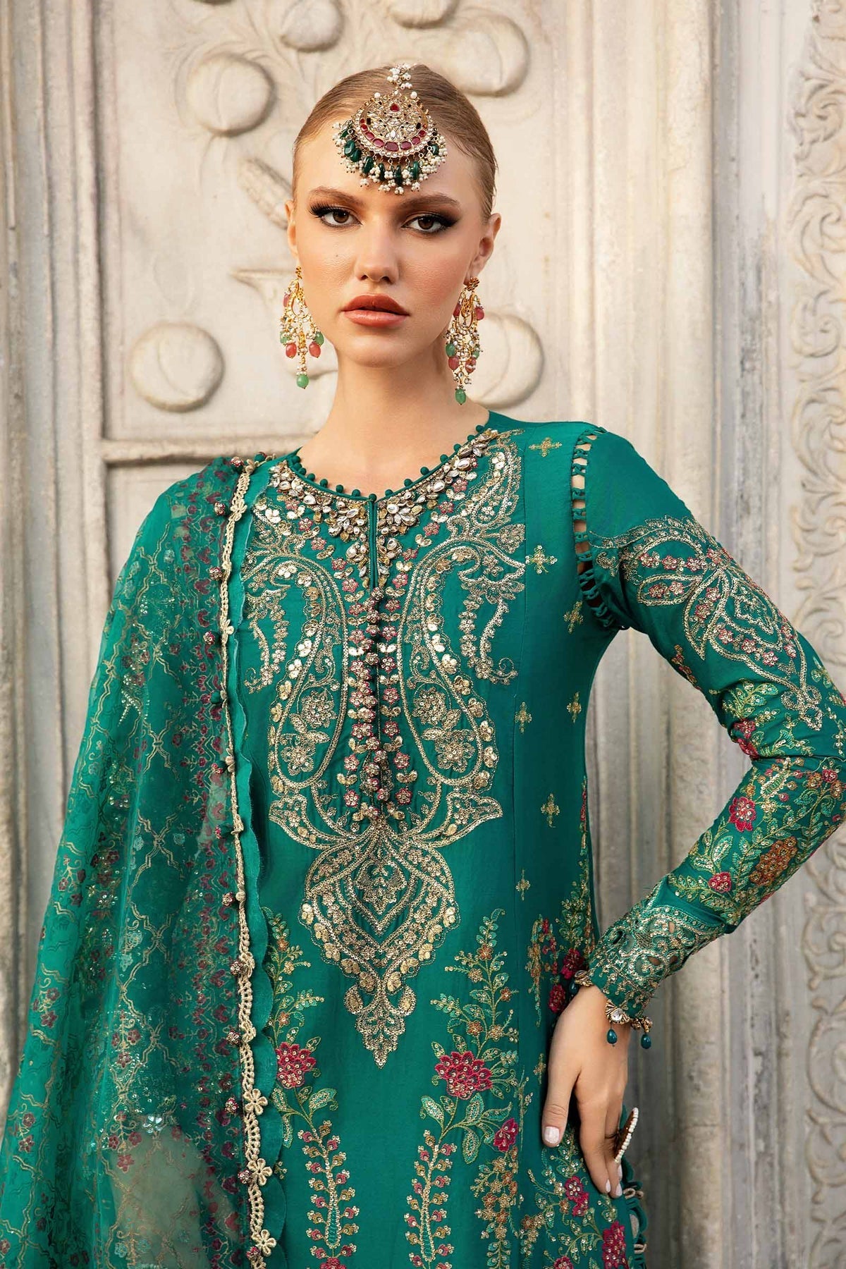 Unstitched Embroidered Cotton Satin Suit | CST-805 Maria B