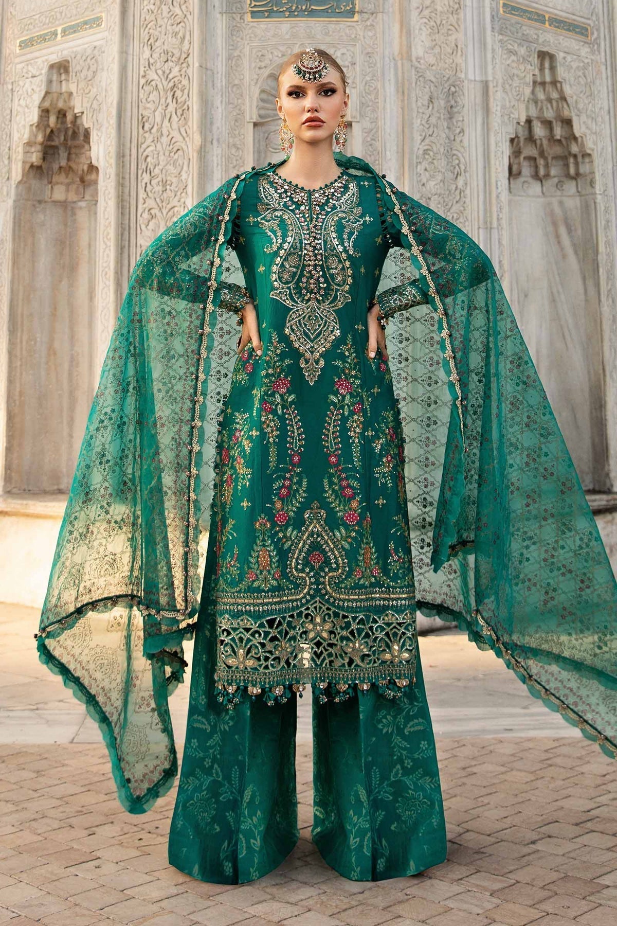 Unstitched Embroidered Cotton Satin Suit | CST-805 Maria B