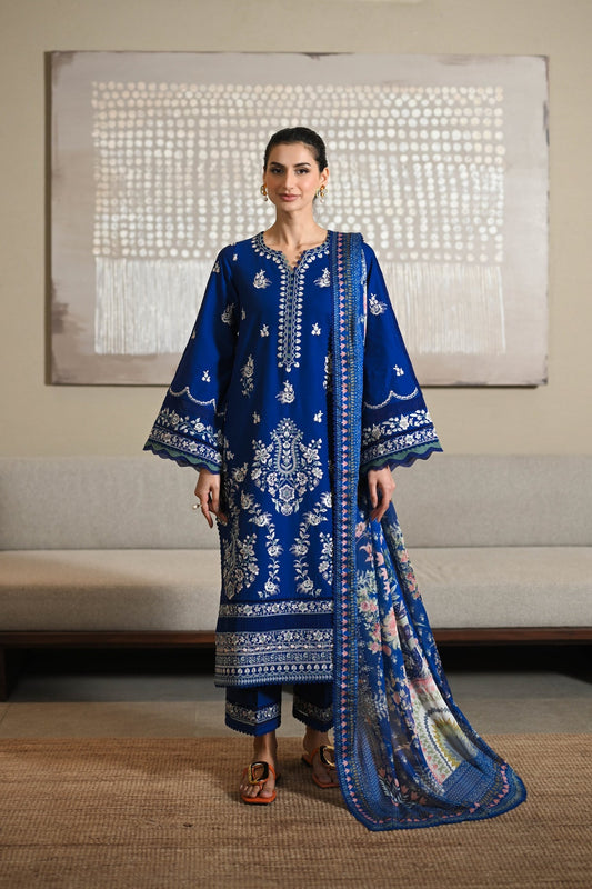 ZAHRA 2: FRESH SAPPHIRE LUXURY LAWN EMBROIDERED SET (NEL-25605)