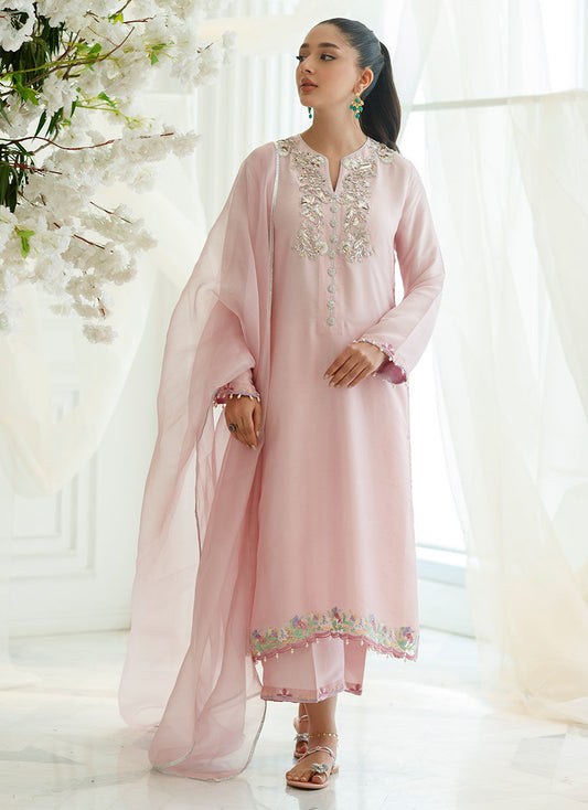 TEA ROSE FOIL SHIRT AND DUPATTA