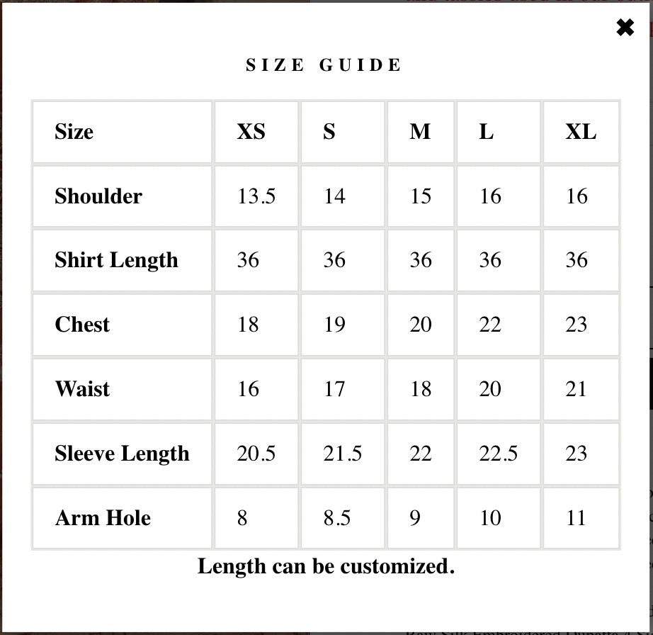 Size Guide  Salonwear Direct