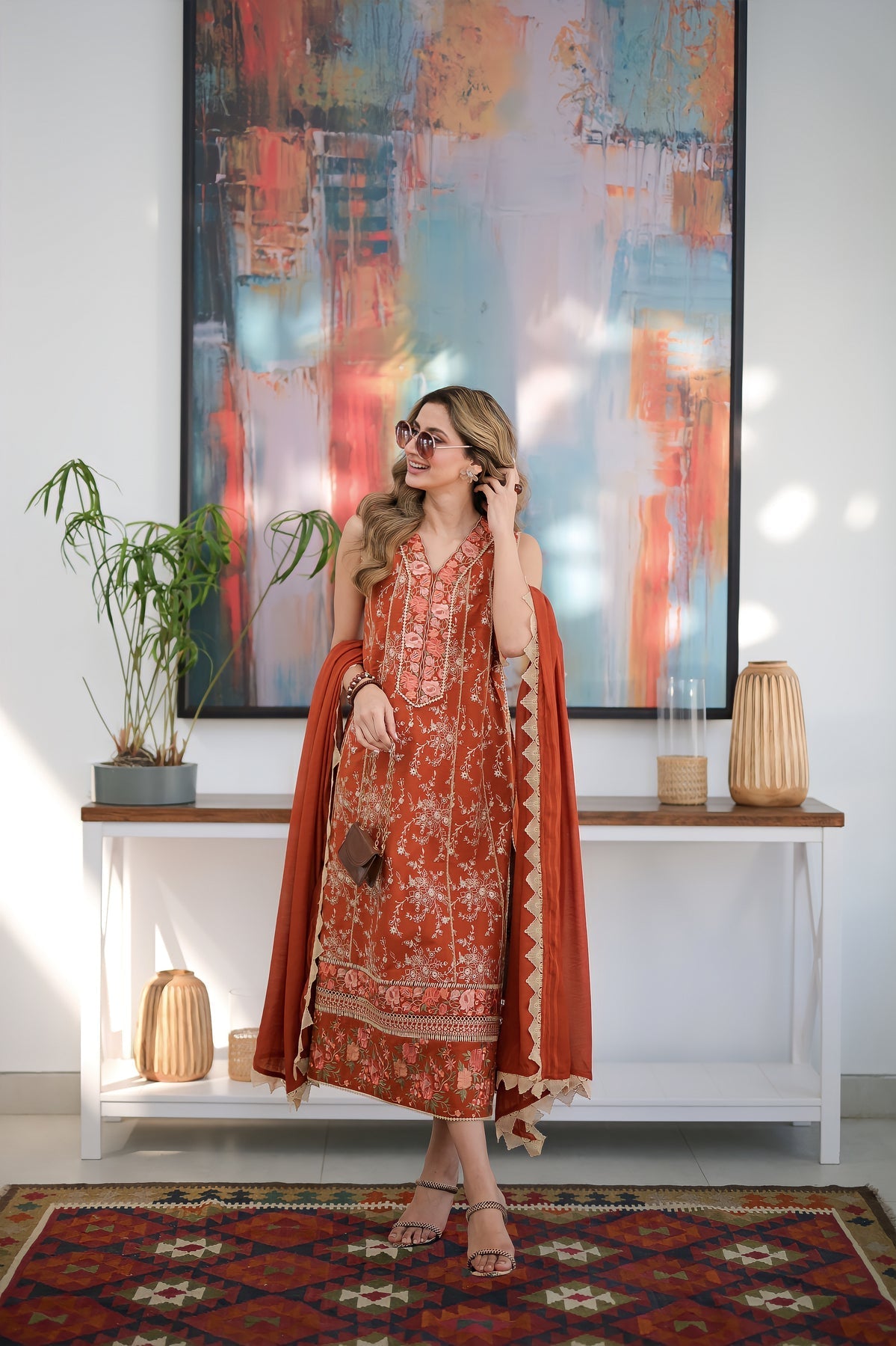 ZAHRA (RUST) - LUXURY LAWN X EID 2024 Zaib