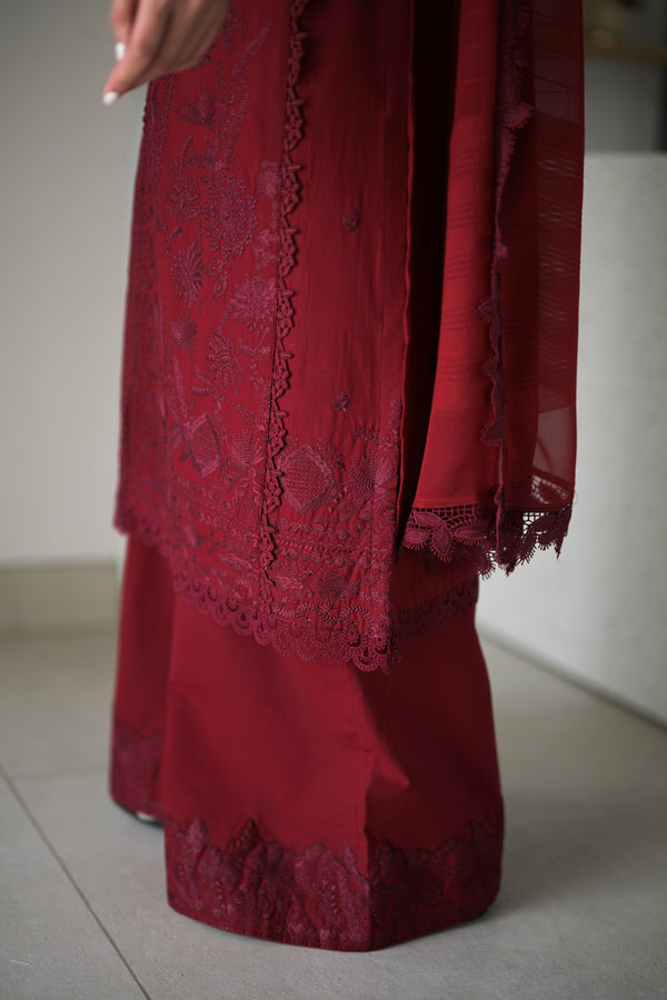 ZAHRA (MAROON) - LUXURY LAWN X EID 2024 Zaib